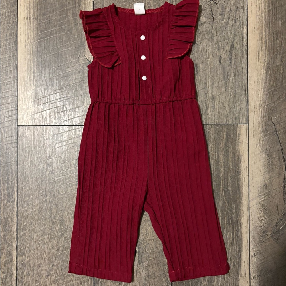 Red Ruffled Kids Jumpsuit